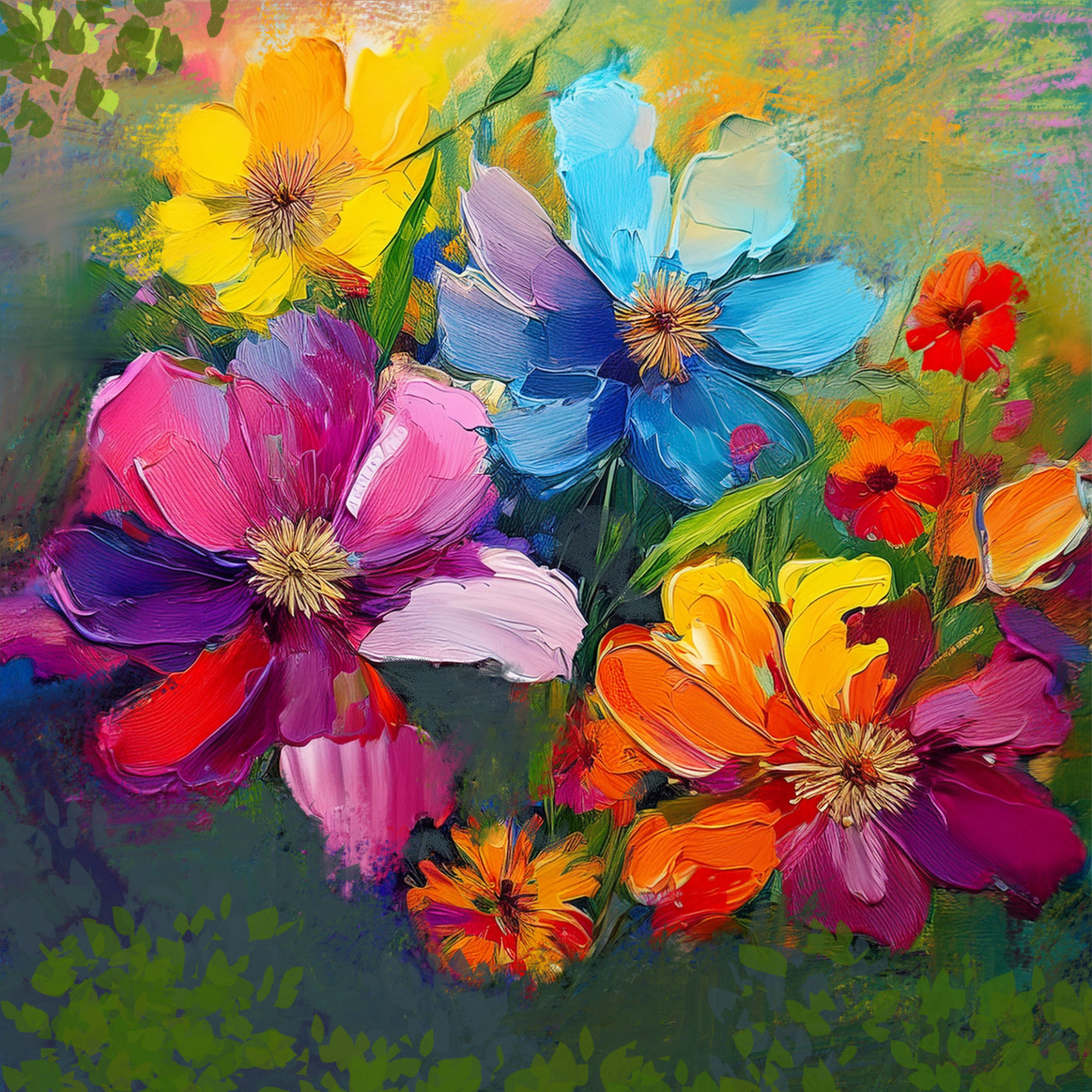 Artprint met kleurrijke bloemen