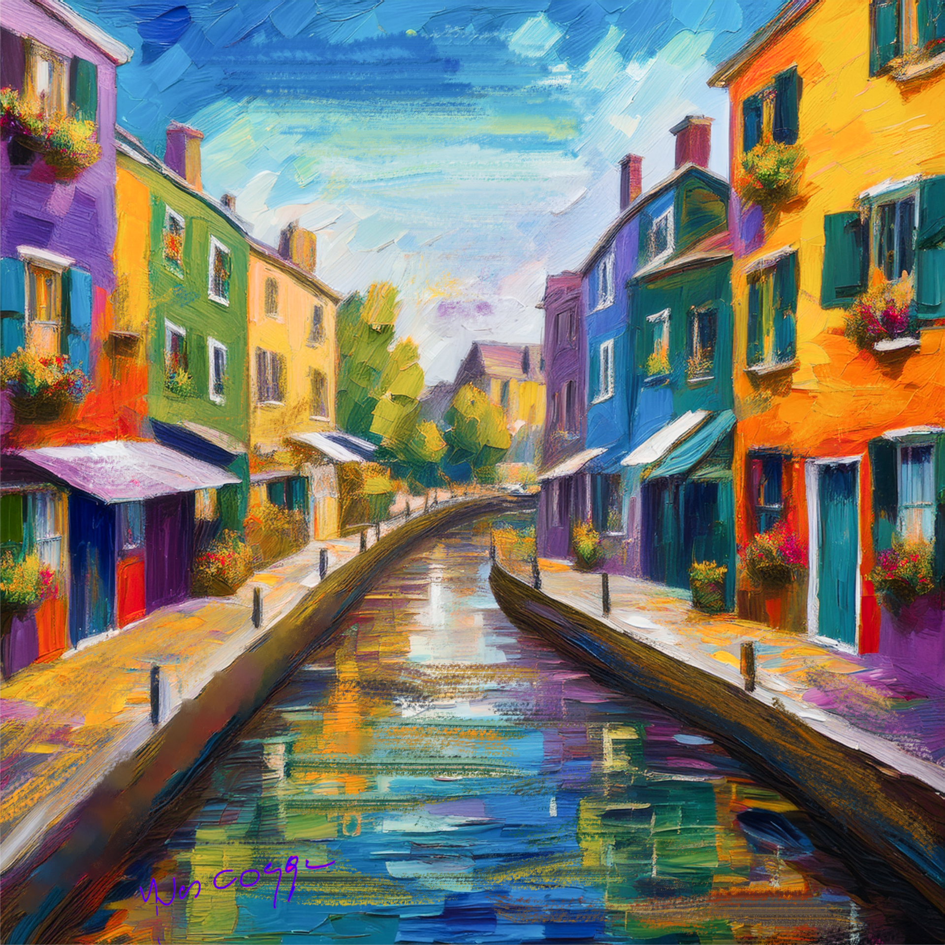 kleurrijk stadje / canvas creatie
