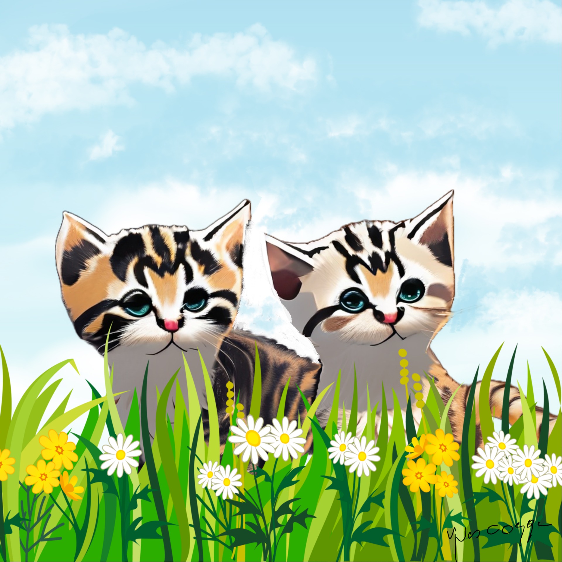 canvas creatie 2 kittens